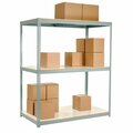 Global Industrial 3 Shelf, Heavy Duty Boltless Shelving, Starter, 96inW x 36inD x 96inH, Laminate Deck 504656GY